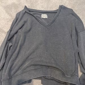 Pull over gray, low cut, shirt. (FREE NAVY BLUE SMALL TANK TOP)